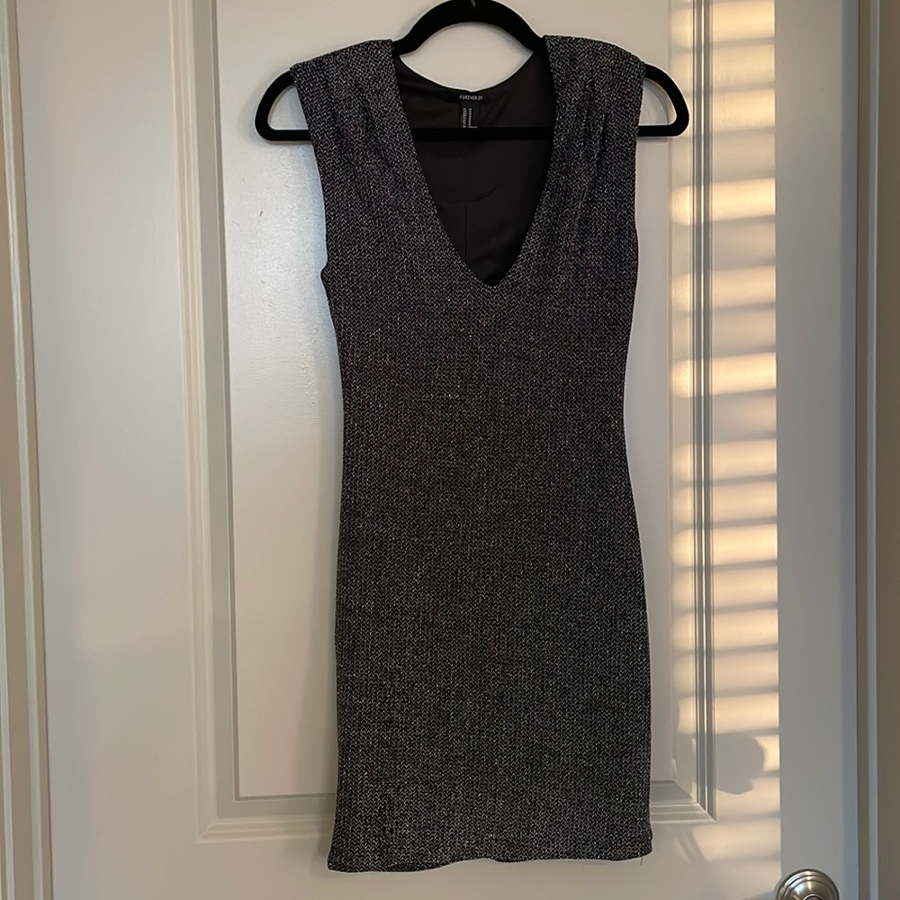 Shimmer Mini Dress with Shoulder Pads